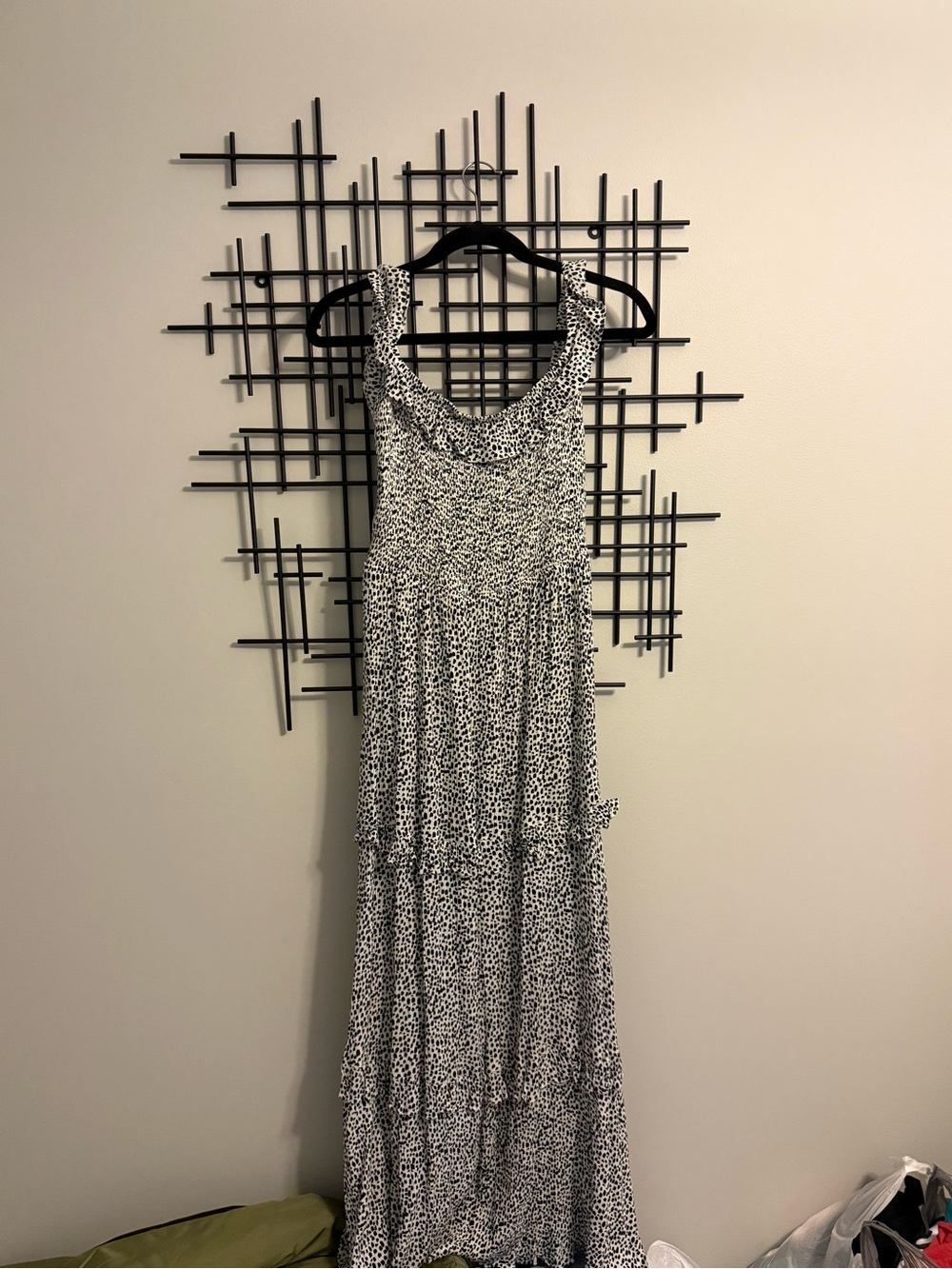 Express Black and White Printed Tiered Maxi Dress